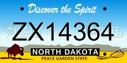 ZX14364 North Dakota License Plate