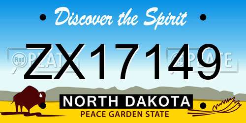 ZX17149 North Dakota License Plate