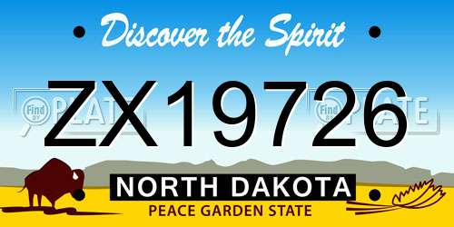 ZX19726 North Dakota License Plate