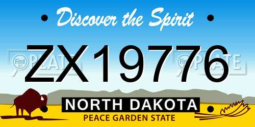 ZX19776 North Dakota License Plate