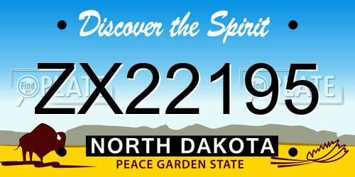 ZX22195 North Dakota License Plate