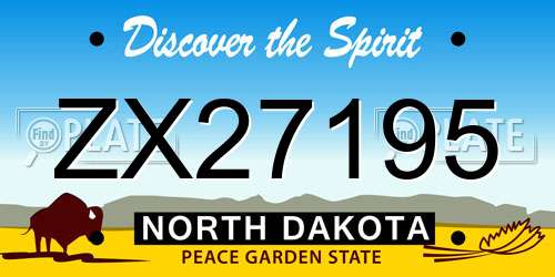 ZX27195 North Dakota License Plate
