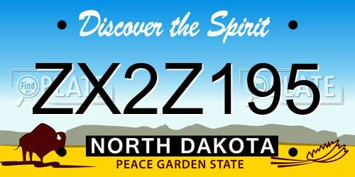 ZX2Z195 North Dakota License Plate