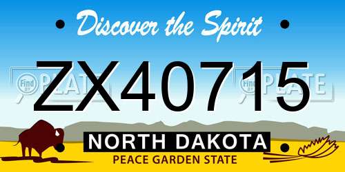 ZX40715 North Dakota License Plate
