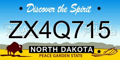 ZX4Q715 North Dakota License Plate