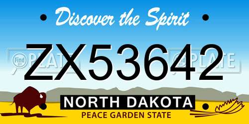ZX53642 North Dakota License Plate