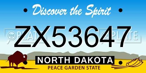 ZX53647 North Dakota License Plate
