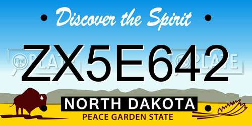 ZX5E642 North Dakota License Plate
