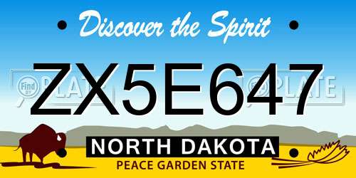 ZX5E647 North Dakota License Plate