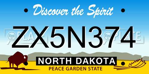 ZX5N374 North Dakota License Plate