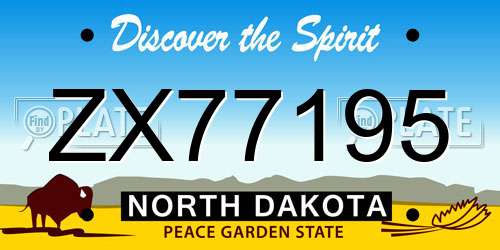 ZX77195 North Dakota License Plate