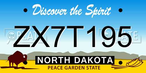 ZX7T195 North Dakota License Plate