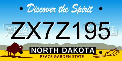 ZX7Z195 North Dakota License Plate