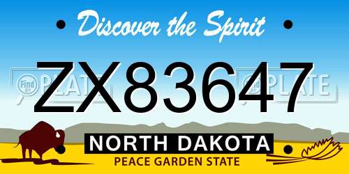 ZX83647 North Dakota License Plate