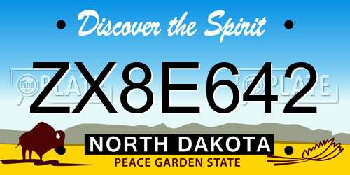 ZX8E642 North Dakota License Plate