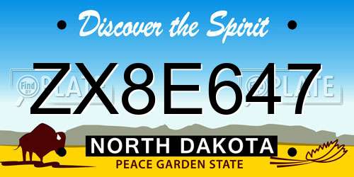 ZX8E647 North Dakota License Plate