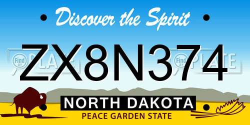 ZX8N374 North Dakota License Plate