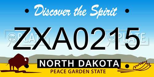 ZXA0215 North Dakota License Plate