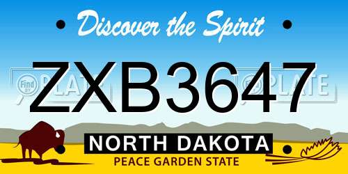 ZXB3647 North Dakota License Plate