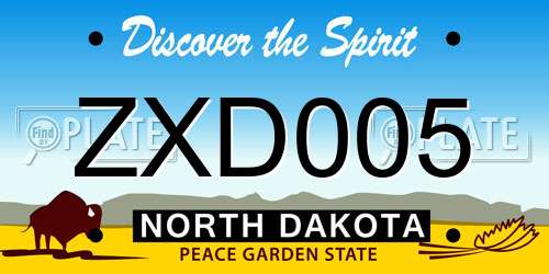 ZXD005 North Dakota License Plate