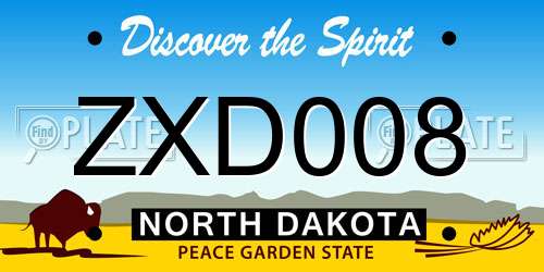 ZXD008 North Dakota License Plate