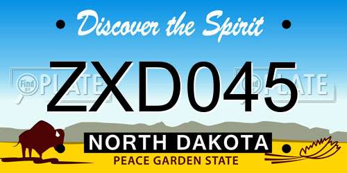 ZXD045 North Dakota License Plate