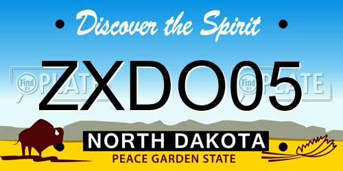 ZXDO05 North Dakota License Plate