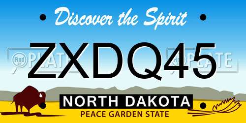 ZXDQ45 North Dakota License Plate