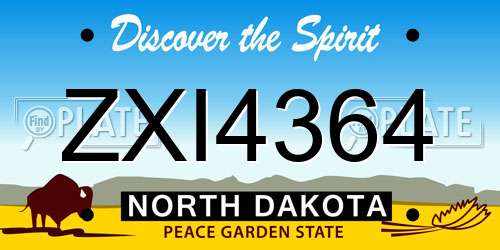 ZXI4364 North Dakota License Plate