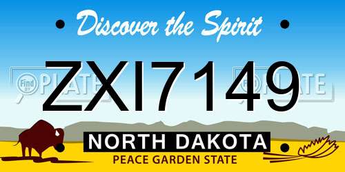 ZXI7149 North Dakota License Plate