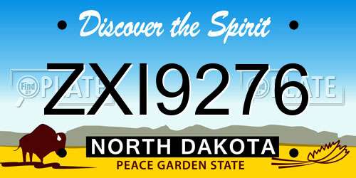 ZXI9276 North Dakota License Plate
