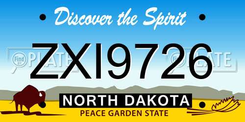 ZXI9726 North Dakota License Plate