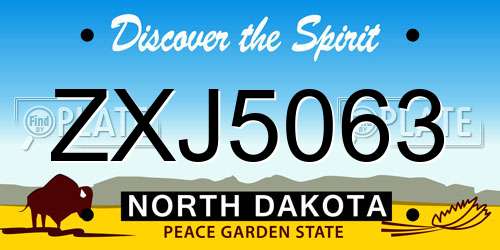 ZXJ5063 North Dakota License Plate