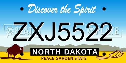 ZXJ5522 North Dakota License Plate