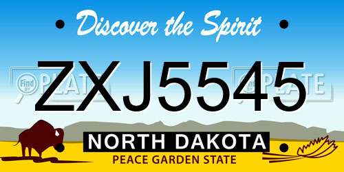 ZXJ5545 North Dakota License Plate