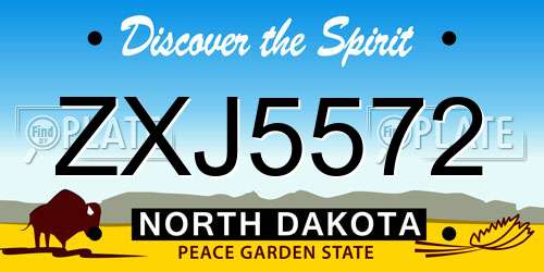ZXJ5572 North Dakota License Plate