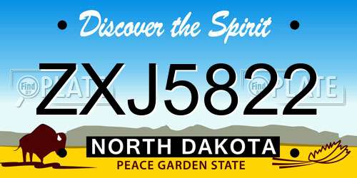 ZXJ5822 North Dakota License Plate