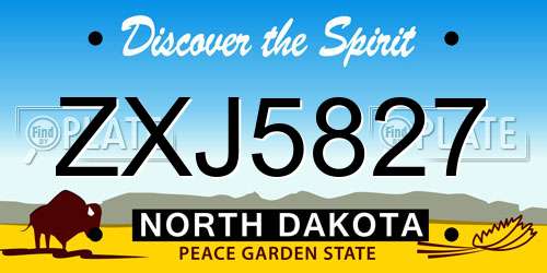 ZXJ5827 North Dakota License Plate