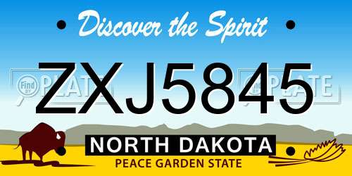 ZXJ5845 North Dakota License Plate