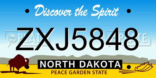 ZXJ5848 North Dakota License Plate