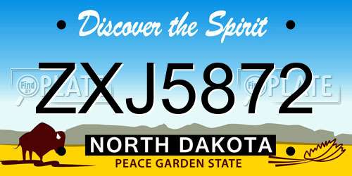 ZXJ5872 North Dakota License Plate