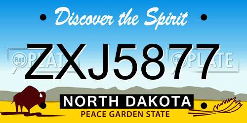 ZXJ5877 North Dakota License Plate