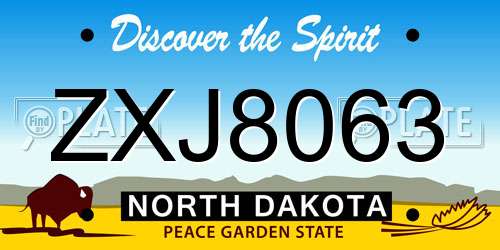 ZXJ8063 North Dakota License Plate