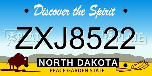 ZXJ8522 North Dakota License Plate