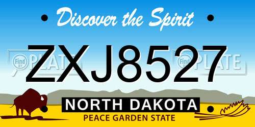 ZXJ8527 North Dakota License Plate