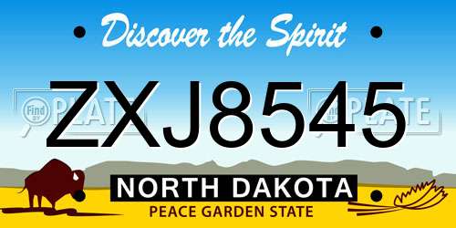 ZXJ8545 North Dakota License Plate