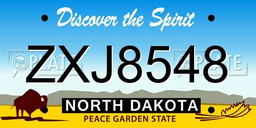 ZXJ8548 North Dakota License Plate