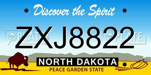 ZXJ8822 North Dakota License Plate