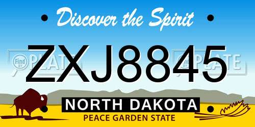 ZXJ8845 North Dakota License Plate