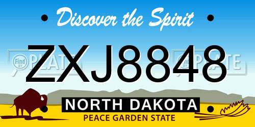 ZXJ8848 North Dakota License Plate
